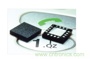  MEMS加速度計，封裝尺寸為4mm × 4mm × 1.45mm。